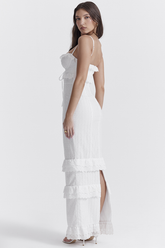Eve – Weißes Maxikleid mit Lochstickerei